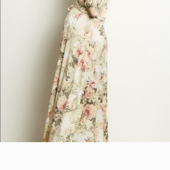 Pinkblush Cream and Pink Wrap Maxi Dress - Picture 6 of 9